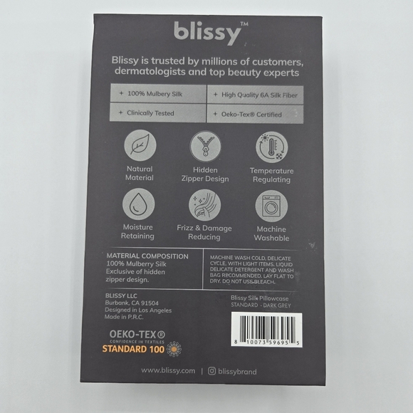 NWT Blissy Pillowcase, Dark Gray, Sandard/Queen Or King Size - Picture 8 of 9